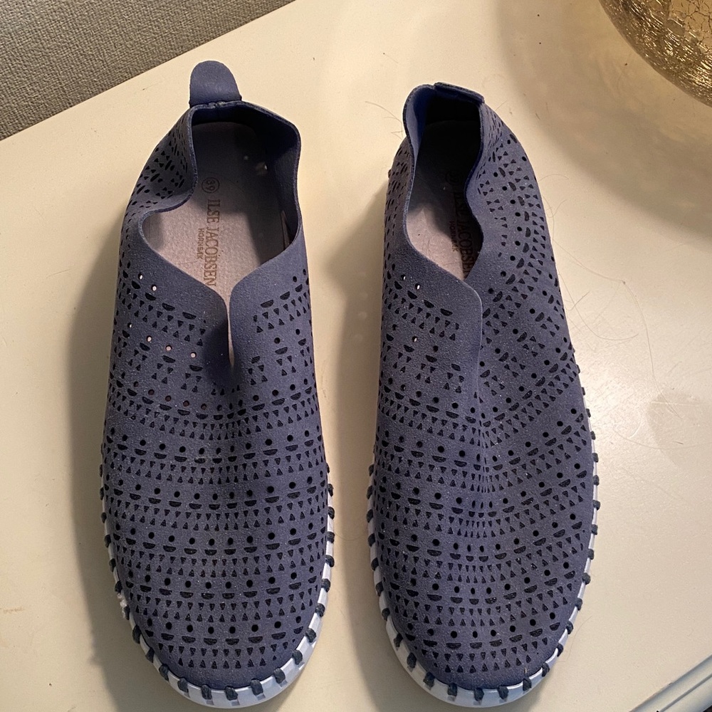 Ilse Jacobsen blue/grey Perforated Loafers w/original box